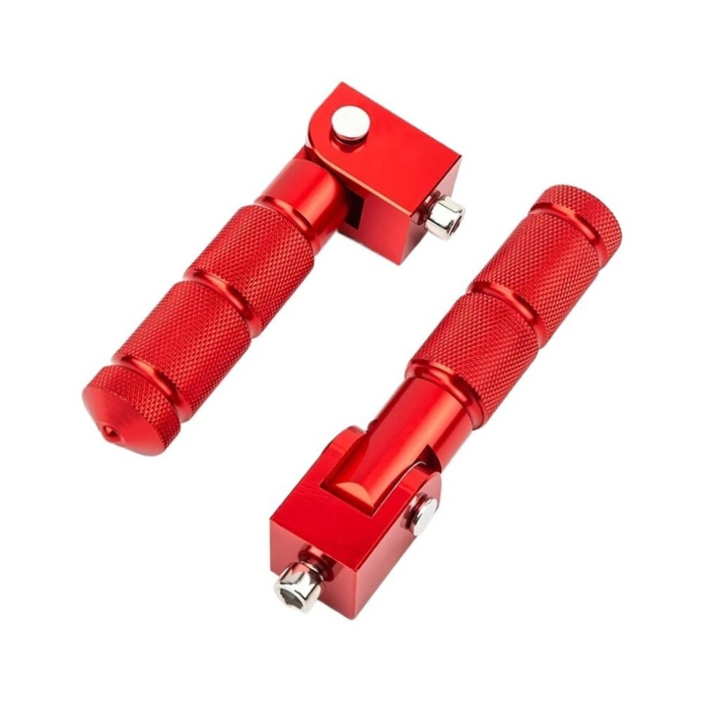 Motorcycle Foot Pegs Cnc Aluminum Folding Footrests Universal Easy Installation Red 9189345469305