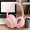 Wireless Computer Headset OverEar 180g Pink Voice Assistant Enabled For Remote Learning And Conferences 3