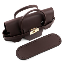 Handbag Making Kit with Leather and Metal Accessories for DIY Knitting and Sewing Coffee Set