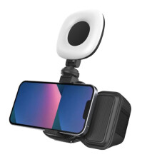 Telefon Handhållen Sefile Stick Handtag Stabilisator Vlogg Selfie Fill Light Fotograferingstillbehör Svart med Ljus