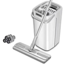 Hushållsmopp Hands-Free Tvättnät Kändis Skrapning Flat Mopp Hink Torr Våt Separation Lazy Mop