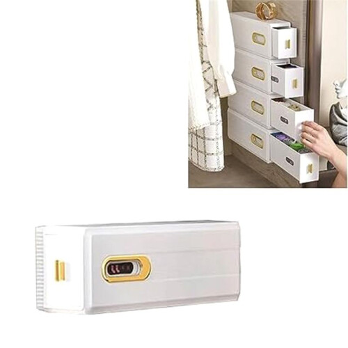 Wall Mounted Invisible Drawer Organiser, Self-Adhesive Divided Plastic Organizer, Wall Mounted Underwear Storage Box 1
