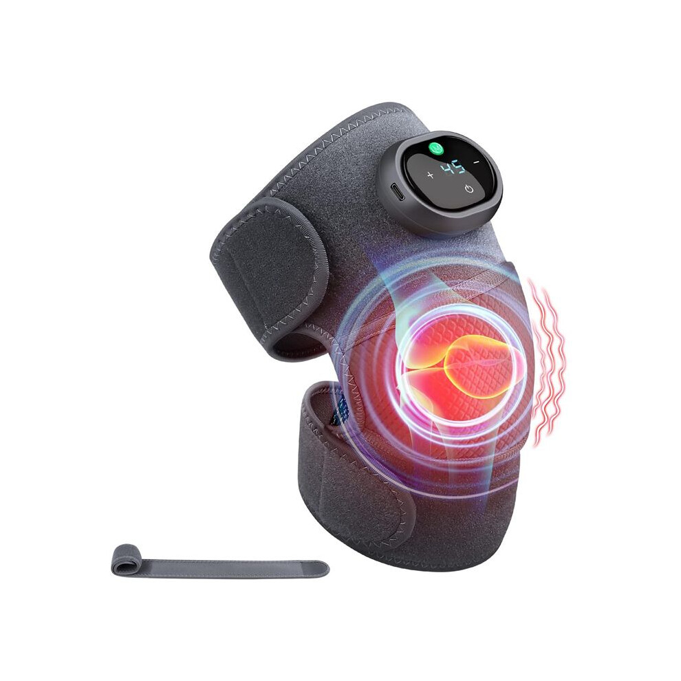 Heating Knee Massager, Knee Shoulder Elbow 3-In-1Heating Vibration Massager, Portable Compress Massager for Pain Relief