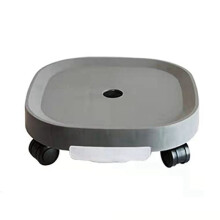 Portapallet per Piante, Supporto per Piante con Ruote e Contenitore per L'Acqua, Carrello per Vasi da Fiori, Vaso da Fiori Rotondo con Rotolo, Grigio