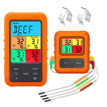 Digitale Barbecue-Vleesthermometer voor Oventhermometer met Timer 4 Sondes Temperatuuralarm Keukenthermometer (B)
