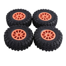 4 STUKS 2,2 Inch Nylon Kunststof Beadlock-Wiel 4,72 Inch/120 mm Band met 12 mm Combiner-Zeskant voor 1/10 RC Rock Crawler, Oranje