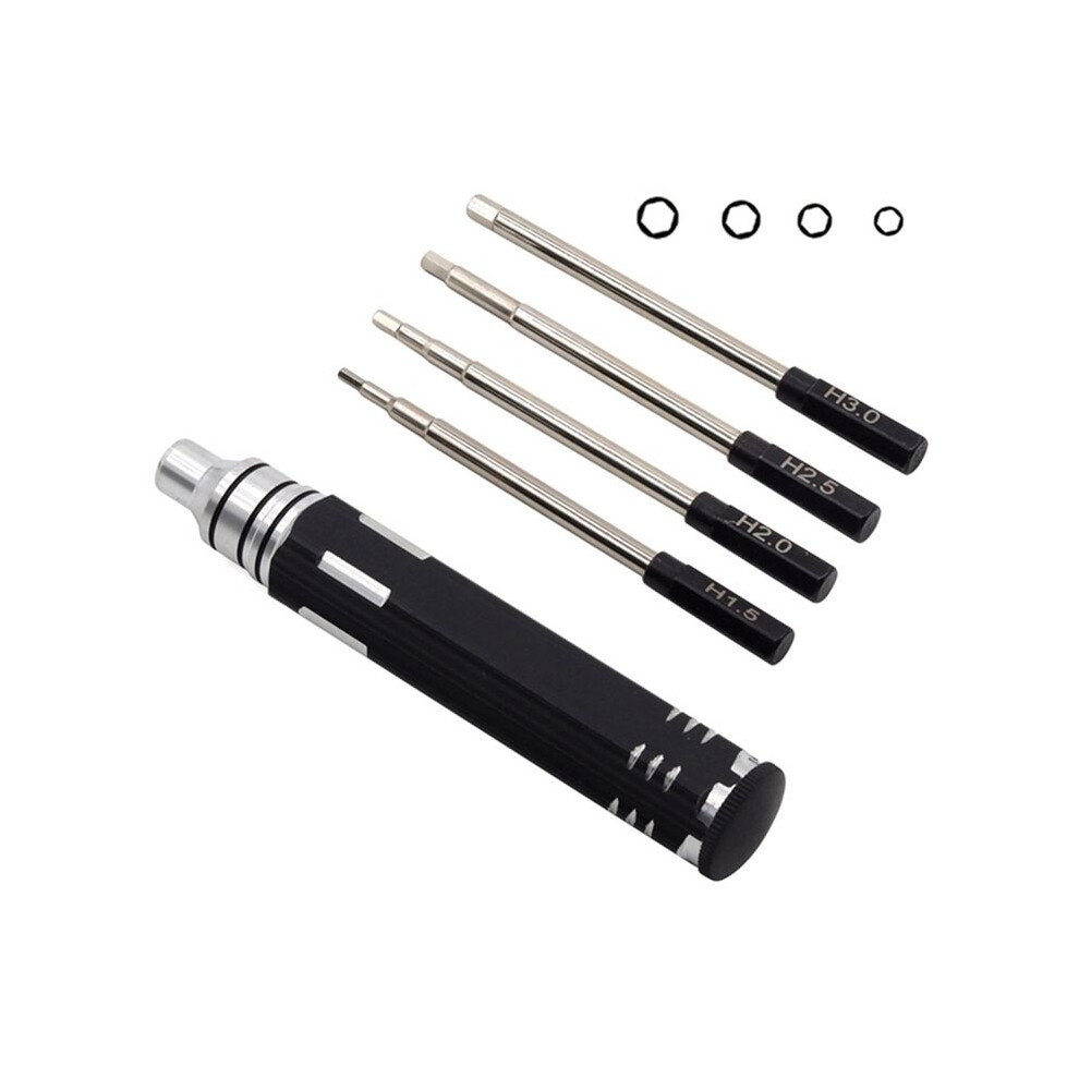 Hexagonal Screwdriver Hexagonal Screwdriver Tool Set For Rc Car Crawler Helicopter 1.5 2.0 2.5 3.0Mm Black+Silver 6031479425845