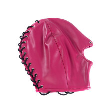 BDSM Bondage Hood with Open Mouth Ring, Glossy Faux Leather Face Mask for Cosplay and Roleplay