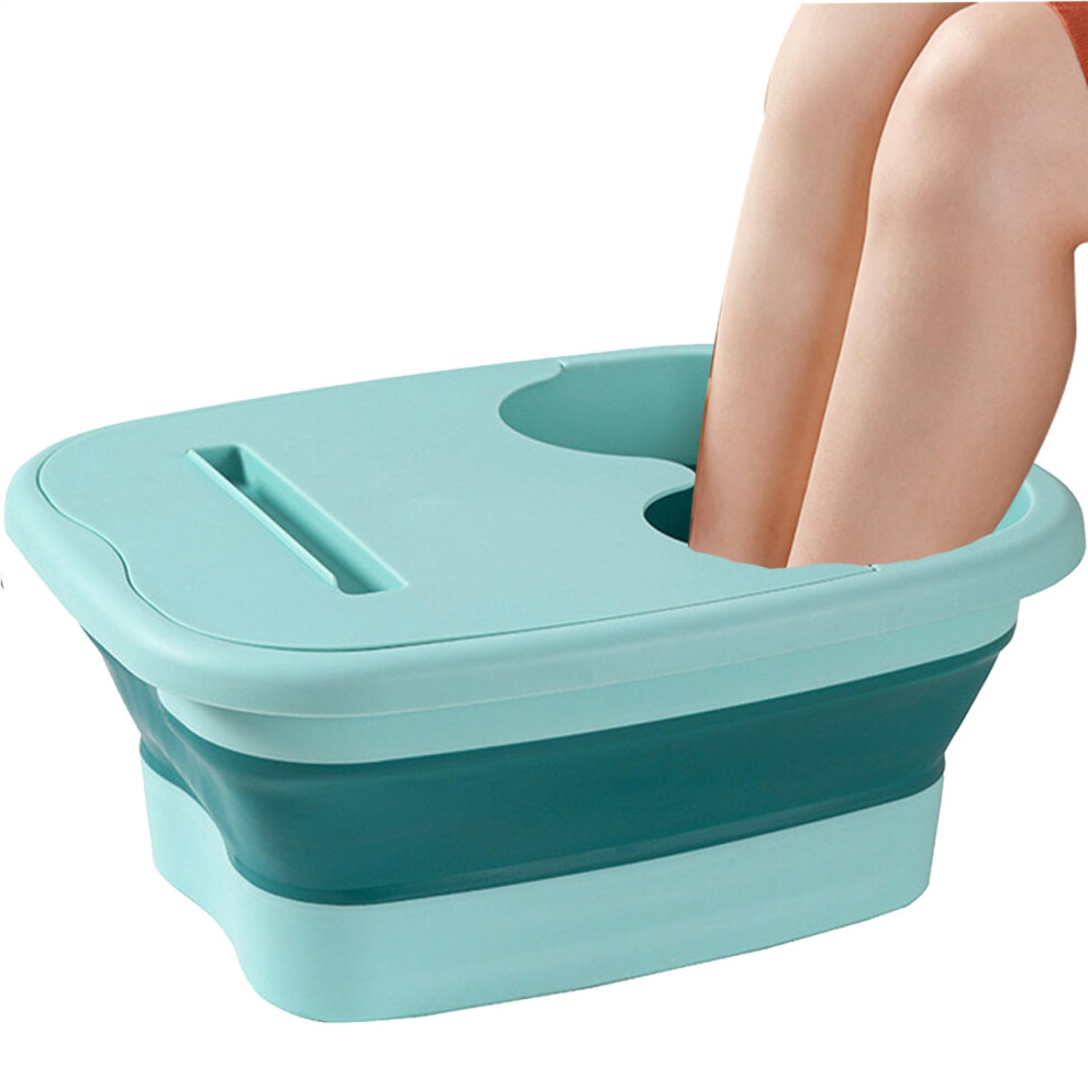 Green Foldable Foot Spa Soaking Tub With Textured Massage Surface For Home Relaxation,