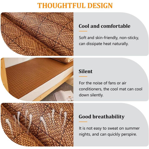 Cooling Sleep Mat With Pillowcase Foldable Rattan Bed Mat For Single Beds Space Saving Easy To Clean Eco Friendly Design 1