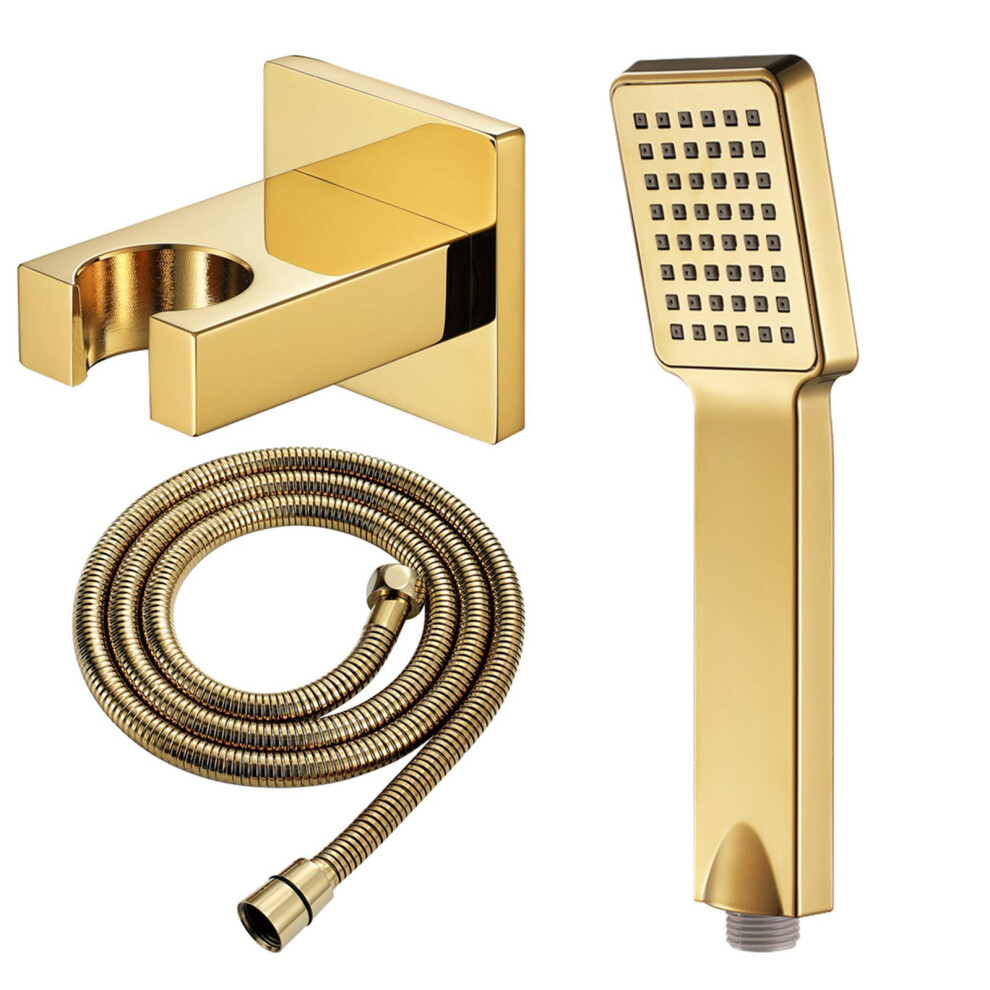 Handheld Shower Head Set Abs Material Square Rainfall Showerhead With Silicone Nozzle Hose Holder 9426802762266