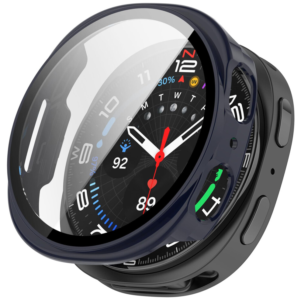 Watch Case For Samsung Galaxy Watch 8 40Mm, Hard Pc Bumper, Hd Clear Tempered Glass Screen Protector, Ink 2Pack Blue 9094768746585