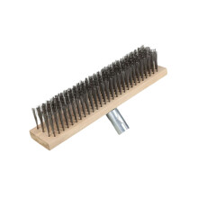 Wire Brush Head 40 Cm Wood Deck Scrub For Outdoor Tile Surfaces Cement Garage Push Broom Compatible