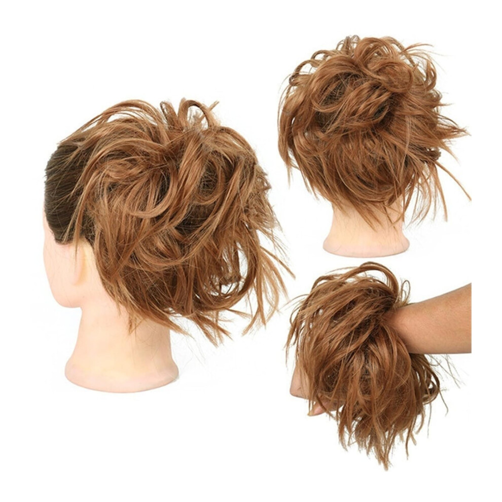 Unisex Hair Bun Extensions Tousled Updo Messy Bun Hair Piece Ponytail Extensions Elastic Band Color Q17 30 Synthetic
