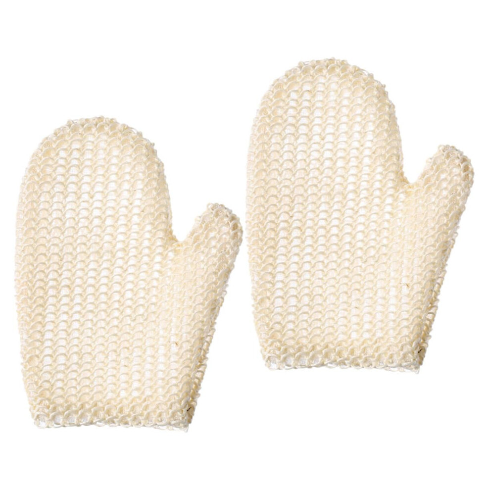 Exfoliating Bath Gloves 2Piece Set For Shower Woven Natural Fibers Back Scrubbing Mitts Gentle Dead Skin Removal