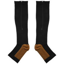 Compression Stockings Nylon Zipper Compression Sock Leg Knee Support Open Toe Preventing Varicose Veins Stretch Socks(Black)XXL