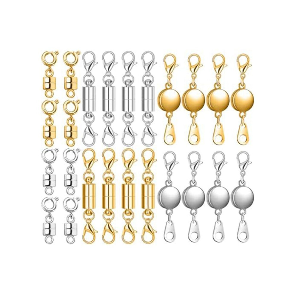 24 Pcs 3 Styles Magnetic Necklace Clasps and Closures,Magnetic Clasp Connector Locking Clasp Extender for Jewelry Making
