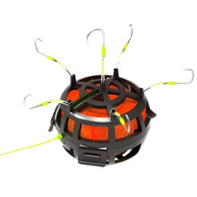 Reverse Bottom Bait Cage Fishing Hook 360 Degree Floating Bait Cage 6Hook Carp Feeder Rig Catfish Powder Pellets
