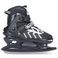 Adjustable Ice Skates For Adults, Stainless Steel, Quick Lacing System, Push Lock Buckle, Black Ash, Size 4547 XXL
