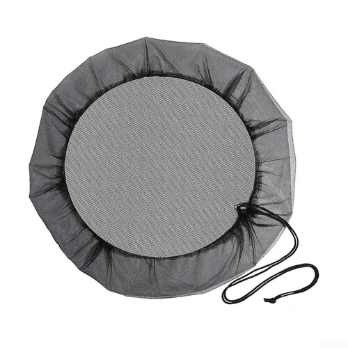 Rain Barrel Mesh Cover with Drawstring 95cm Durable Polyester Leaf Guard for Outdoor Water Tank