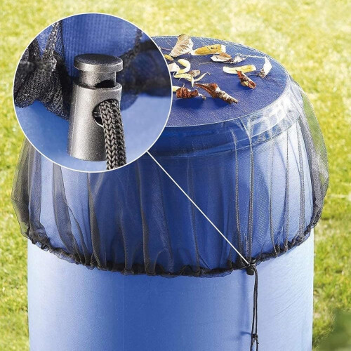 Rain Barrel Mesh Cover with Drawstring 95cm Durable Polyester Leaf Guard for Outdoor Water Tank 2