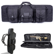 Rifle Cases Tactical Double Rifle Bag Airsoft Pistol Case Long Gun Bag Soft Padded Backpack Multi Pocket Black 140cm