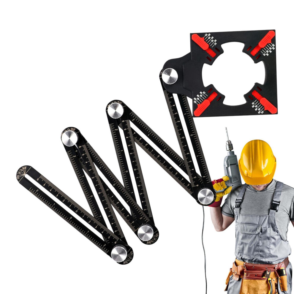 Multiangle Measuring Ruler 6Sided Drill Guide Locator Aluminum Alloy Angle Measurement Drill Guide Hole Punch Locator 9189345472213
