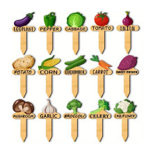 Reusable Wooden Seedling Markers Identification Patterns Printed Garden Labels Size 4x6 Organic Farming