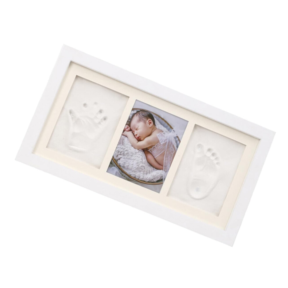 Hand and Foot Prints Photo Frame White Frame White Inkpad Keepsake for Newborns Nursery Decor
