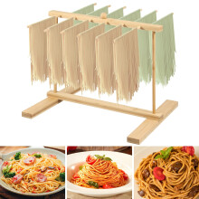 Bamboo Pasta Drying Rack, 12 Rods, Wooden, Detachable, Transfer Wand Included