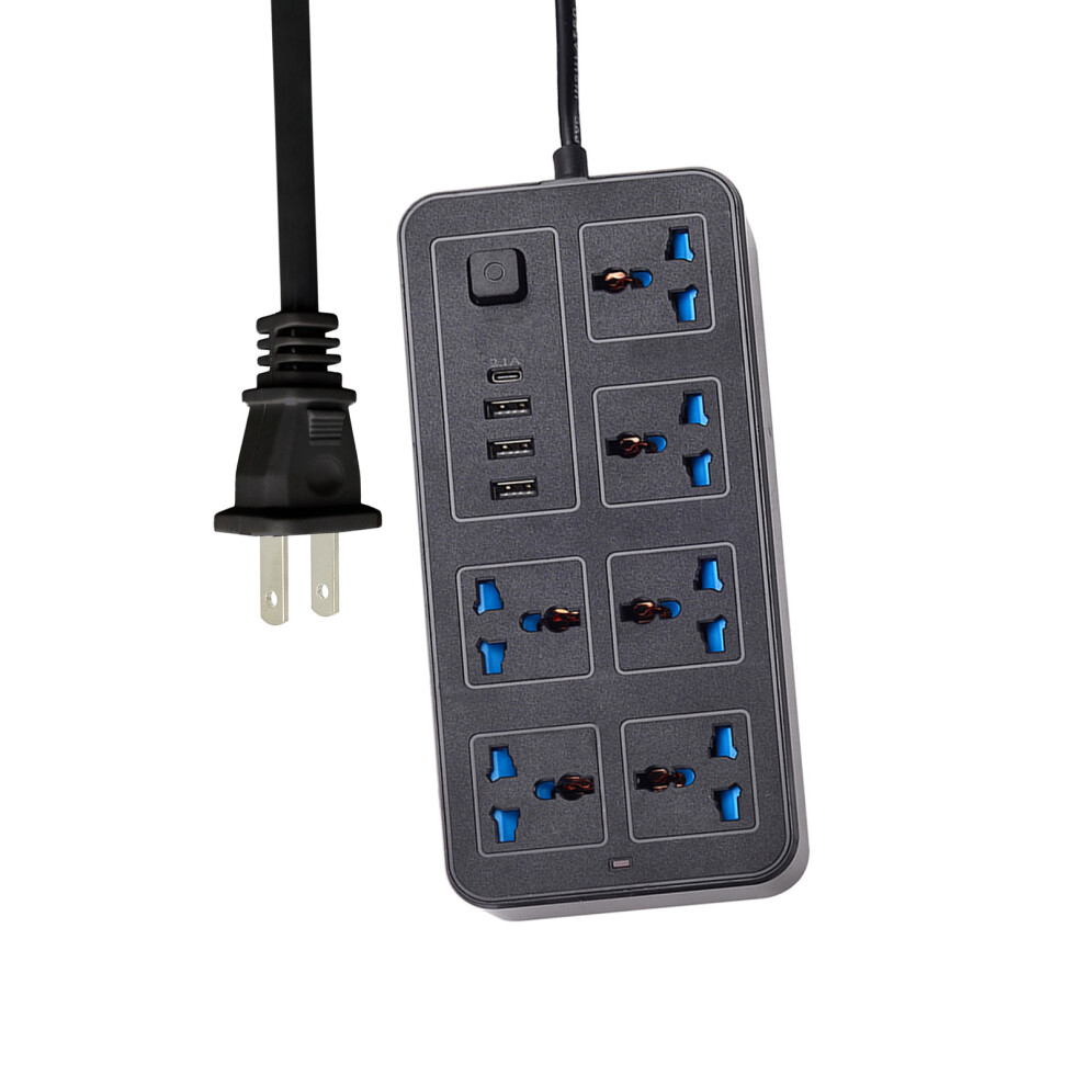 Usb Power Strip With 6 Ac Outlets Type C Port 6Ft Extension Cord 8491374683395