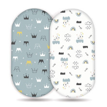Breathable Baby Bassinet Sheets Pack Of 2 Removable Fitted Bassinet Sheets Clouds Pattern Changing Mat Cover For Newborn