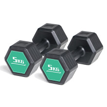 Dumbbells Set Of 2 Hexagon Dumbbells AntiSlip 5 Kg Each Green For Bodybuilding