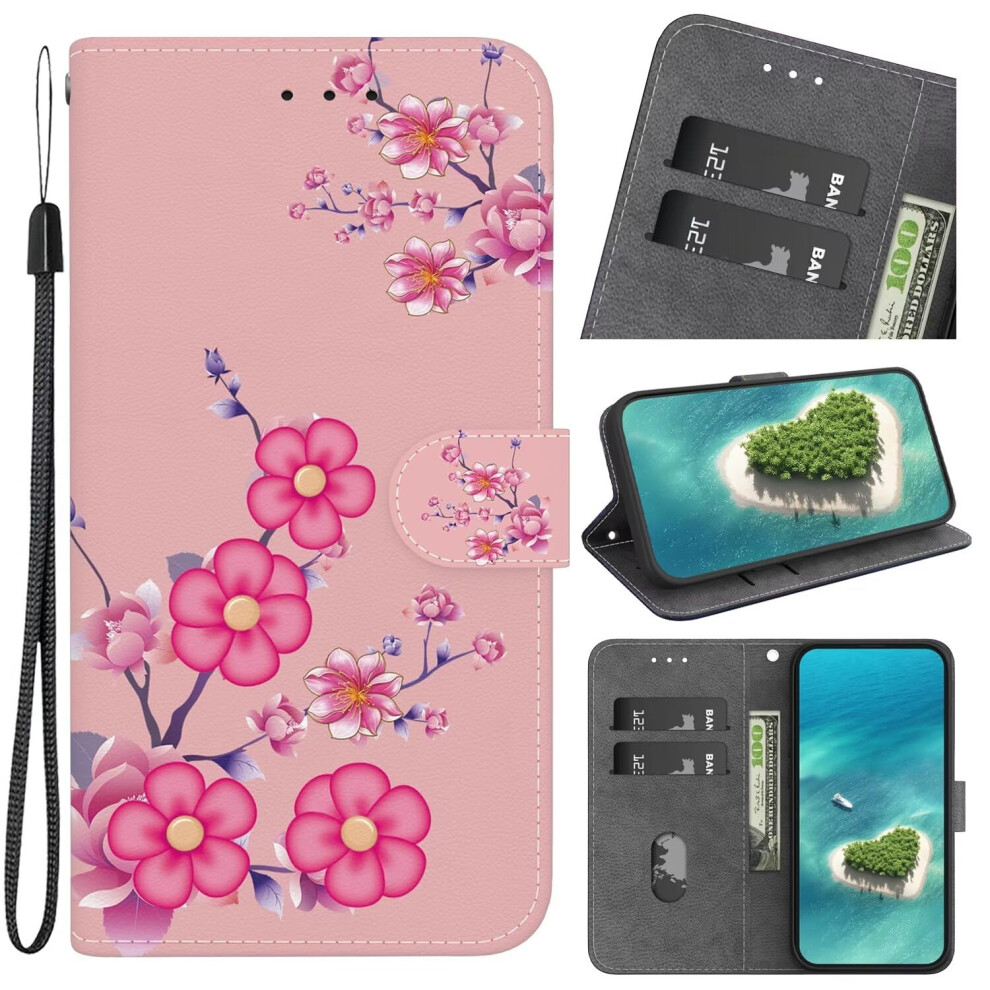 Kickstand Wallet Case For Xiaomi Mi Note 13 Pro 5G Pu Leather Flip Cover Magnetic Closure Card Slot Flower Red 9347817409451