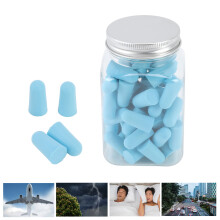 60Pcs Soft Sponge Noise Cancelling Earplugs, Blue, 25x13mm