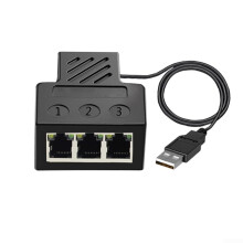 RJ45 Network Cable Splitter 1To3 Device Connectivity, Cat5e and Cat6 Compatible, Compact for Home Office Use