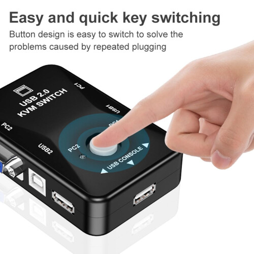 USB 2.0 VGA KVM Switch 2/4 Port 1080P Output for Multi Computer Keyboard and Mouse Control 1