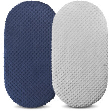 Bassinet Sheet Set Universal Fitted Pad/Mattress, UltraSoft Minky Cradle Sheets, Grey Navy, For Baby Boys And Girls