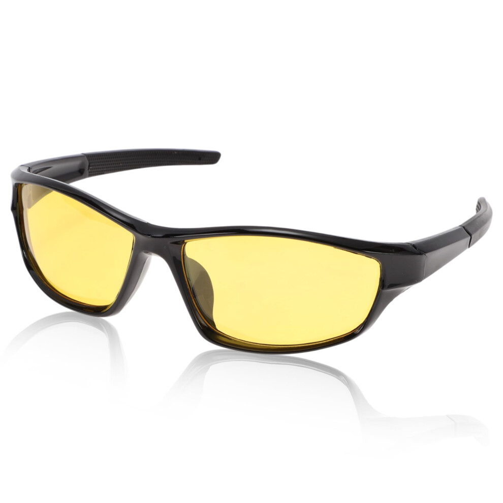 Motorcycle Riding Goggles Triacetyl Cellulose Pc Uv400 Yellow Lens Black Frame Cycling Sunglasses Black,Yellow 9199774882743
