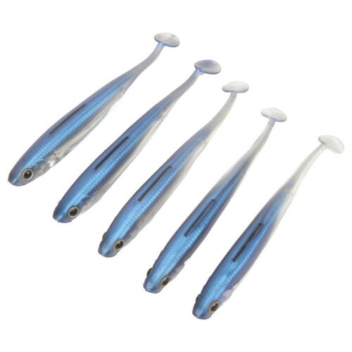 5 Stück blaue Silikon-Köder 12 cm Schwanzspirale 4,7 Zoll