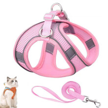 Cat Harness Adjustable Soft Mesh Vest With Reflective Strips EscapeProof Easy Wear Outdoor Cat Explorer (E XS)