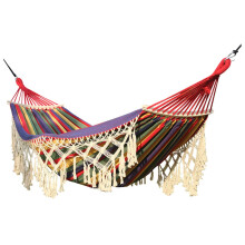 Outdoor Cotton Hammock D Size 200x150cm Supports Up To 200kg Includes Carry Bag Fringe Tassels