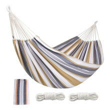 Outdoor Hammock Canvas Double Hammock With 2 Thick Ropes And Storage Bag 2Person Striped Beach Hammock For Camping