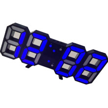 Reloj de pared LED 3D - Caja negra, letras azules