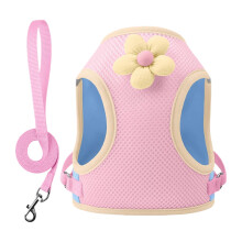 Pet Harness Reflective Cat Harness Breathable Puppy Harness Adjustable Comfort Pink Size M For Travel And Outdoor Use