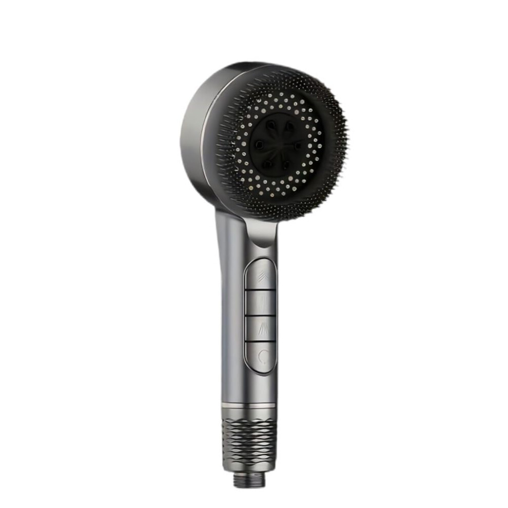 Shower Head 4 Modes Selfcleaning With Silicone Brush, Onekey Stop Water Massage, Abs Showerhead With Filter, Gray 1Pc 9199774883283