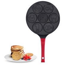 Pannenkoekenmaker - Pannenkoekenpan met Antiaanbaklaag Bakplaat Grillpan -Crêpemaker 7-Vorm-Pannenkoeken met Siliconen Handvat, Zwart Dier