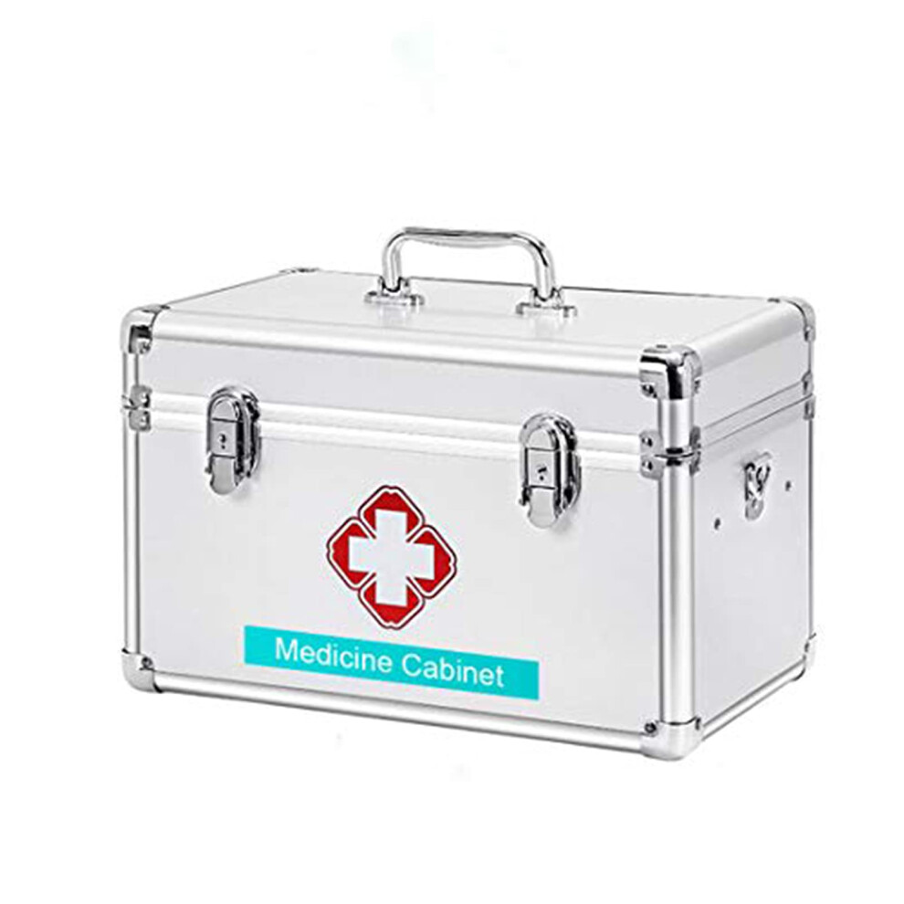 Lockable Medicine Cabinet Aluminium MultiLayer Portable First Aid Kit Box For Home Travel Camping Office Workplace