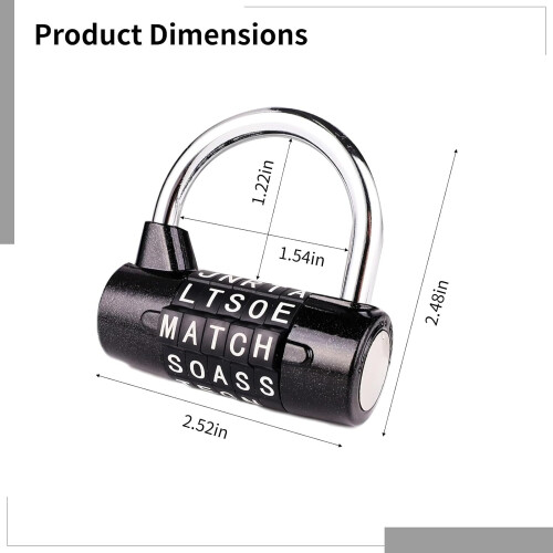 4Pack 5Digit UType Combination Gym Locks With Adjustable Codes Rust Black Red Blue Silver 2