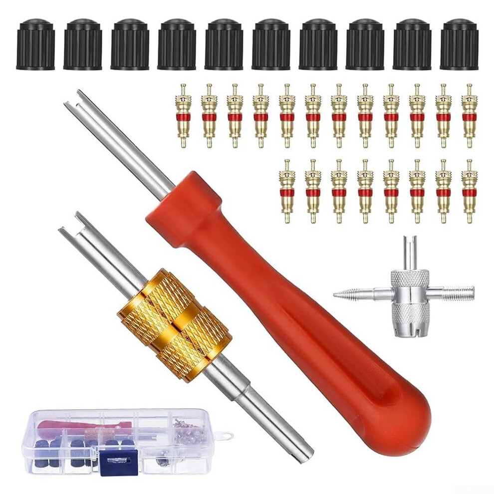 Tire Valve Stem Core Remover Slottedhandle Screwdriver Tool Kit For Car Compatible With Most Vehicles 9199774884044